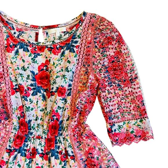 LoveShackFancy Women’s Sz M Novalie Dress in Rush of Red Mini Floral Lace - Picture 6 of 16